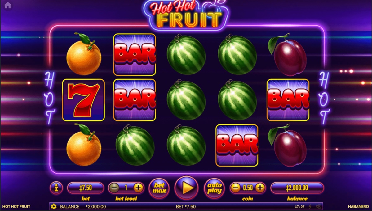 Screenshot of South African favourite Hot Hot Fruit. Play the demo at Casino Guru